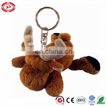 Lying moose brown super soft velboa soft keychain toy