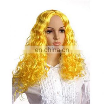 MCW-0440 Party Masquerade synthetic long women Hot curly yellow wig