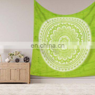 Indian Handmade Wall Hanging Hippie Green Ombre Mandala Tapestry Bohemian Bedspread Dorm Decor 95"X85" Inch