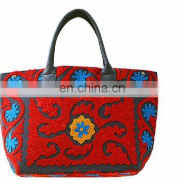 Handmade Large size cotton Canvas Tote multi color floral suzani embroidery bags