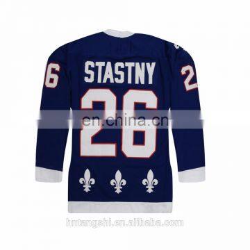 Customized Blue Quebec Team Jersey Hockey Jersey Support Embroidery/sublimation/printing photo-2