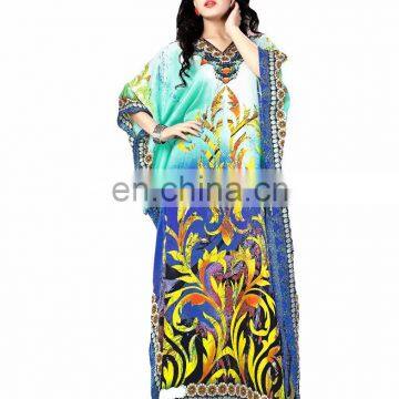 Charming Satin Silk Digital Printed Daily Wear Kuta Long Kafta (kaftan dress)