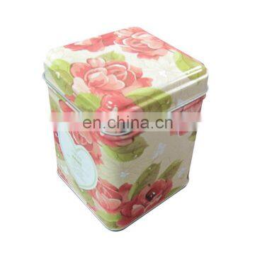 square tea tin with stackable lid