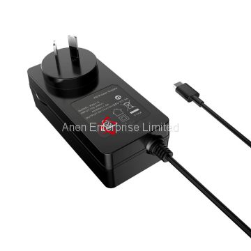 65W AC Adapter with AUS Plug,GS,CE, UL approval, VI Efficiency, 24V1A 12V2A 12V1.5A 24V0.8A Power Adapter