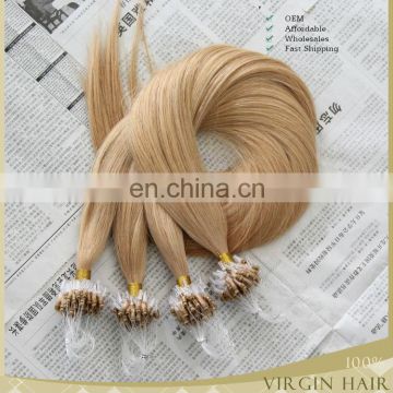 Top Grade 7A wholesale indian remy Micro beads ring hair extension