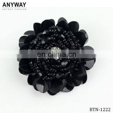 Manufacture fashion rose flower design shiny black buttons