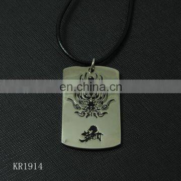 Chain High Polished Mirror Effect Stainless Steel Necklace Silver Metal Blank Wholesale Dog Tag