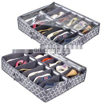 High Quality Clear Shoes Container Storage Cells with Adjustable Dividers Foldable Underbed Organizer Shoes Storage Boxes