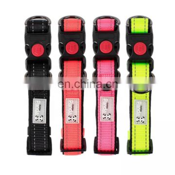 Double D buckle nylon pet collar adjustable safety buckle reflective dog collar