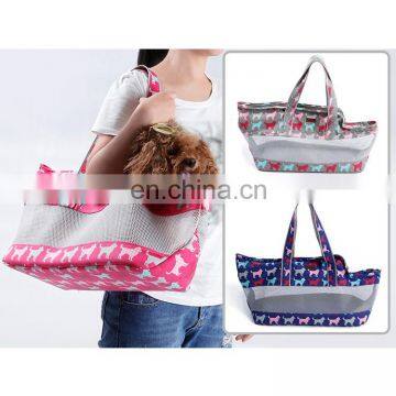 Travel Portable Pet Carrier Bag Breathable Lattice Pet Tote Handbag Soft Canvas Teddy Dog Bag photo-4