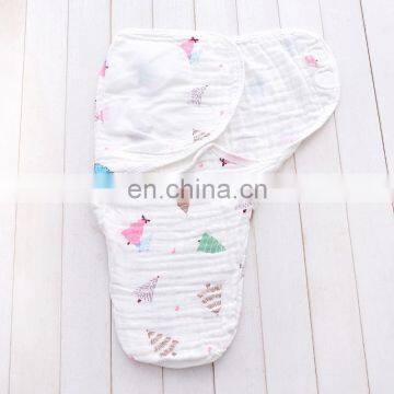 Organic Cotton Muslin Washed Gauze Print Adjustable Grid Summer Baby Swaddle Blanket