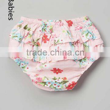 Children clothes kids 2016 wholesale pink floral ruffle baby bloomers