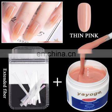 Fiberglass Extension nail gel kit with builder gel set fiber glass uv gel with base coat and top coat in stock