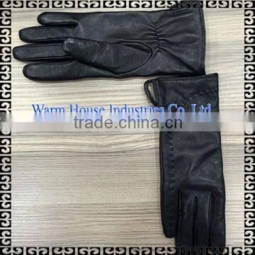 2016 Fashion Wholesale Women's Superior Chrome Black Short Fingered Gloves Sex Leather