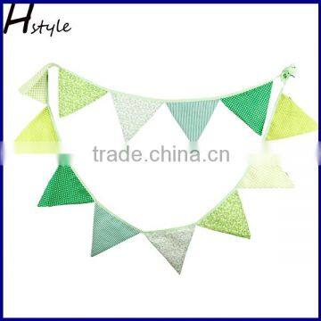 Green Bunting Flower Dot Shabby Chic Vintage Fabric Flag Bunting PL033