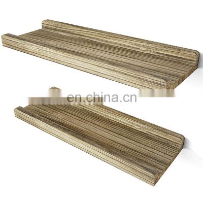 Floating Wall Mounted Shelves Set of 2 Rustic Style Wood Home Decoration