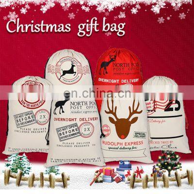 Eco Friendly Christmas Gift Canvas Cotton Bags For Christmas Tree Storage Candy Bag OEM Customized With Drawstring photo-2