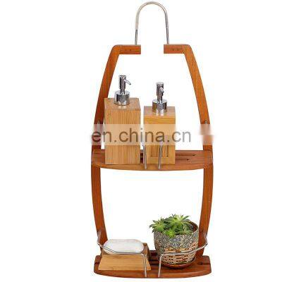 Multifunctional Acacia Wood Wall Mounted Organizer Rack Bathroom Shelf