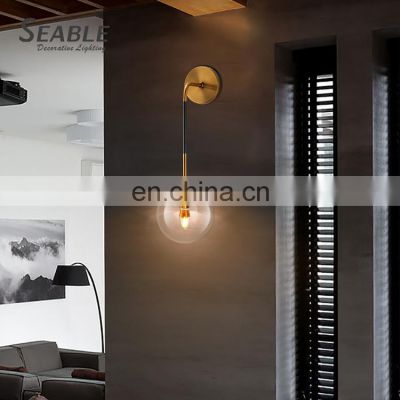 New Design Decoration Indoor Glass Metal Bedroom Living Room Bronze Smoke Grey Modern Wall Lamp