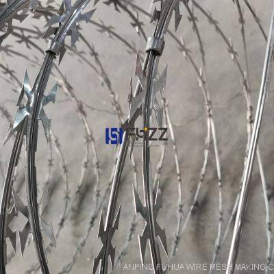 CBT-60 Razor Barbed Tape Concertina 700mm Diameter Hot Dipped High Galvanized for Security Fencing Wire