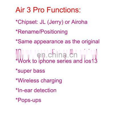 Airoha Chipset Smart Sensor Wireless Earphone Headset 3th Gen Tws Air Pro 3 Tws Clone Earbuds GPS Rename photo-5