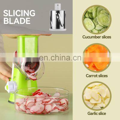 Kitchen Manual Round Mandolin Slicer Grinder Multifunction Cheese Grater Vegetables Grinder photo-3