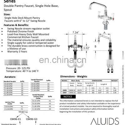Commercial Kitchen Faucets Double Pantry Faucet Single Hole Double Pantry Faucet Single Hole Base 12