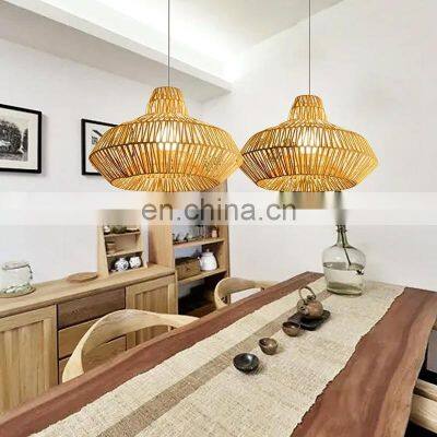 Hot Sale Wicker Rustic Pendant Lamp Handwoven Rattan Lamp Shade Japanese Style Decorative Ceiling Lights Decor High Quality