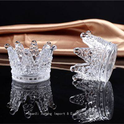 Durable Clear Glass Candlesticks Creative Cute Crystal Crown Ashtray Candle Holders For Christmas Party Home Decoration