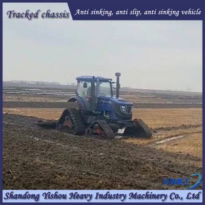 Tractor modified with rubber tracks, half chain tracks, mud marshes, stable and reliable ground conditions