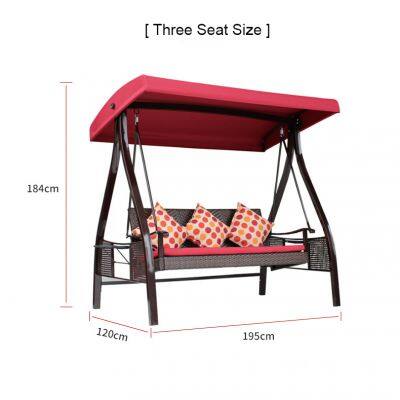 Outdoor Furniture Rattan Three Seater Red Bean Swing Hanging Chair photo-2