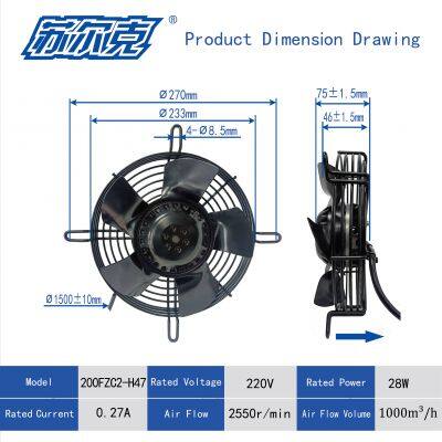 YWF 220V/380V 200mm Industrial AC Axial Fan Motor  vending machines axial fan
