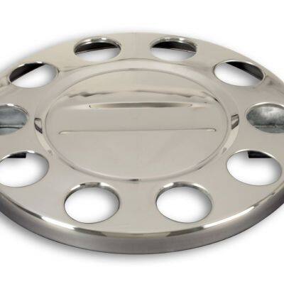 Pack of 2 Universal Highly Polished Stainless Steel Truck Wheel Bolt Cover in 22.5 Inch Closed photo-4