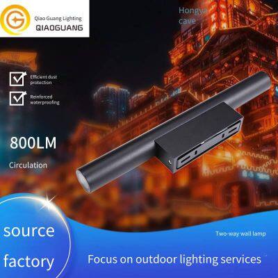 waterproof wall lamp with up and down lighting, led double-headed wall lamp, suitable for exterior wall lighting of villas and courtyards, cylindrical wall lamp