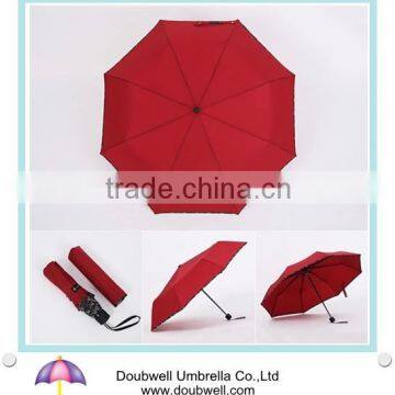 Shenzhen umbrella manufacturer red umbrella and manual open 3 foldable umbrella