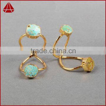 Turquoise Gold Turquoise Double Stone Wire Twisted Ring photo-4