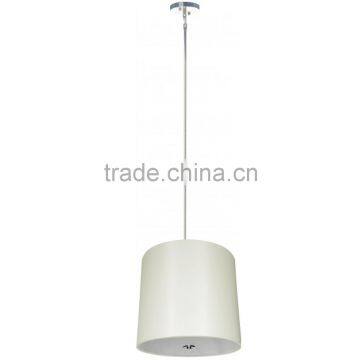 5 light chandelier(Lustre/La arana) in chrome finish with a large round 22" x 20" tall silk look belvedere cream fabric shade