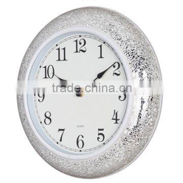 15" Home Decor Handmade broken-glass Mosaic Mirror Wall Clock Mute