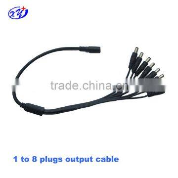 output power cord with male and female plug, 1 to 8 plugs