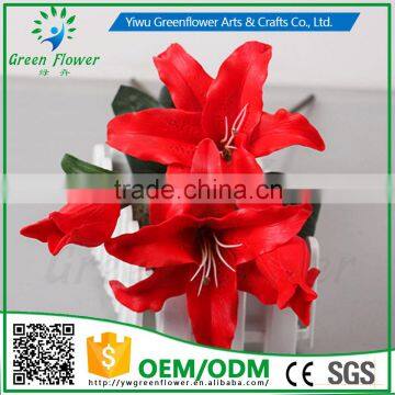 2016 Wholesale Multicolor Latex Artificial PU Flowers Lily Real Touch Bouquet Wedding Bridal Decor Display Flower photo-3