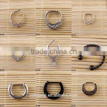 Gold Silver Plated Fake Septum Piercing Body Jewelry Hoop Nose Ring 2016 O 27 photo-4