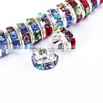 Silver Plated Multicolor Color #M01 Rhinestone Jewelry Rondelle Spacer Beads Variation Color and Size 4mm/6mm/8mm/10mm