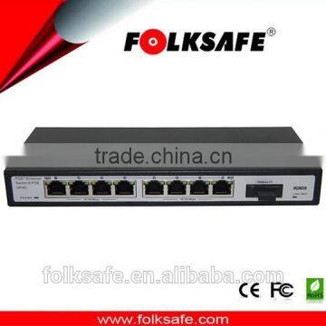 Folksafe 9 port unmanaged ethernet PoE switch w/1*9 sc fiber port transmission distance up to 20km