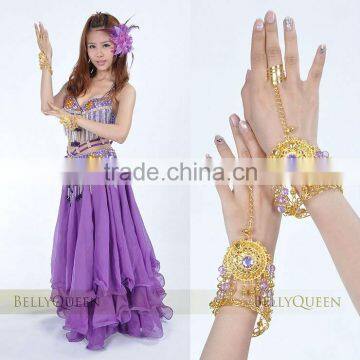 belly dance purple bracelet,belly dance accessories,belly dancing hand chain,gold bracelet,gold hand chain