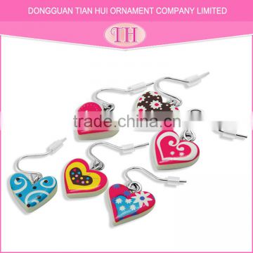 Hot sale girls party fashion beautiful heart personalized design earring hooks