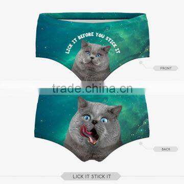Wet Ladie Hot Sexy Panties Pug Dog Cut Cat Sexy Girls Tight Lingerie Stretchy Underpanties 3d Digital Full Print Custom Hot Sale photo-3