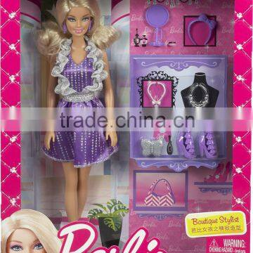 Color printed paper type barbie doll box toys packaging box