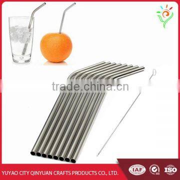 Folding drinking straw with cleaning brush, stainless steel reusable drinking straws