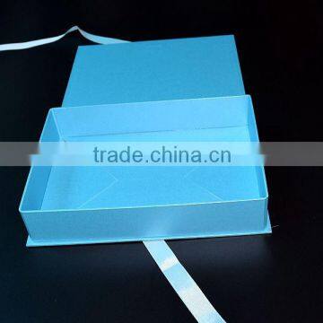 Top Sale Blue Small Folding Gift Hat Shoe Box With Ribbon Close photo-4