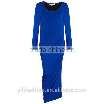 Women Pleat Maxi Dress Bodycon Blue Dress Chinese Clothing Manufacturers photo-3